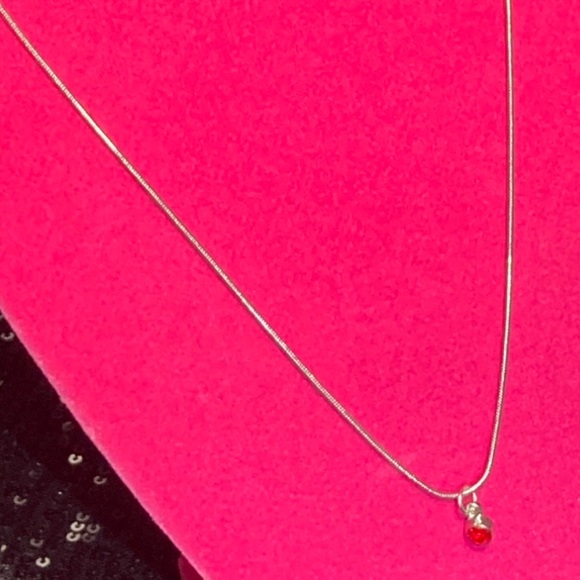 July Ruby Sterling Silver Necklace Birthday Birthstone Month Rhinestone gift Y2K - Picture 11 of 17